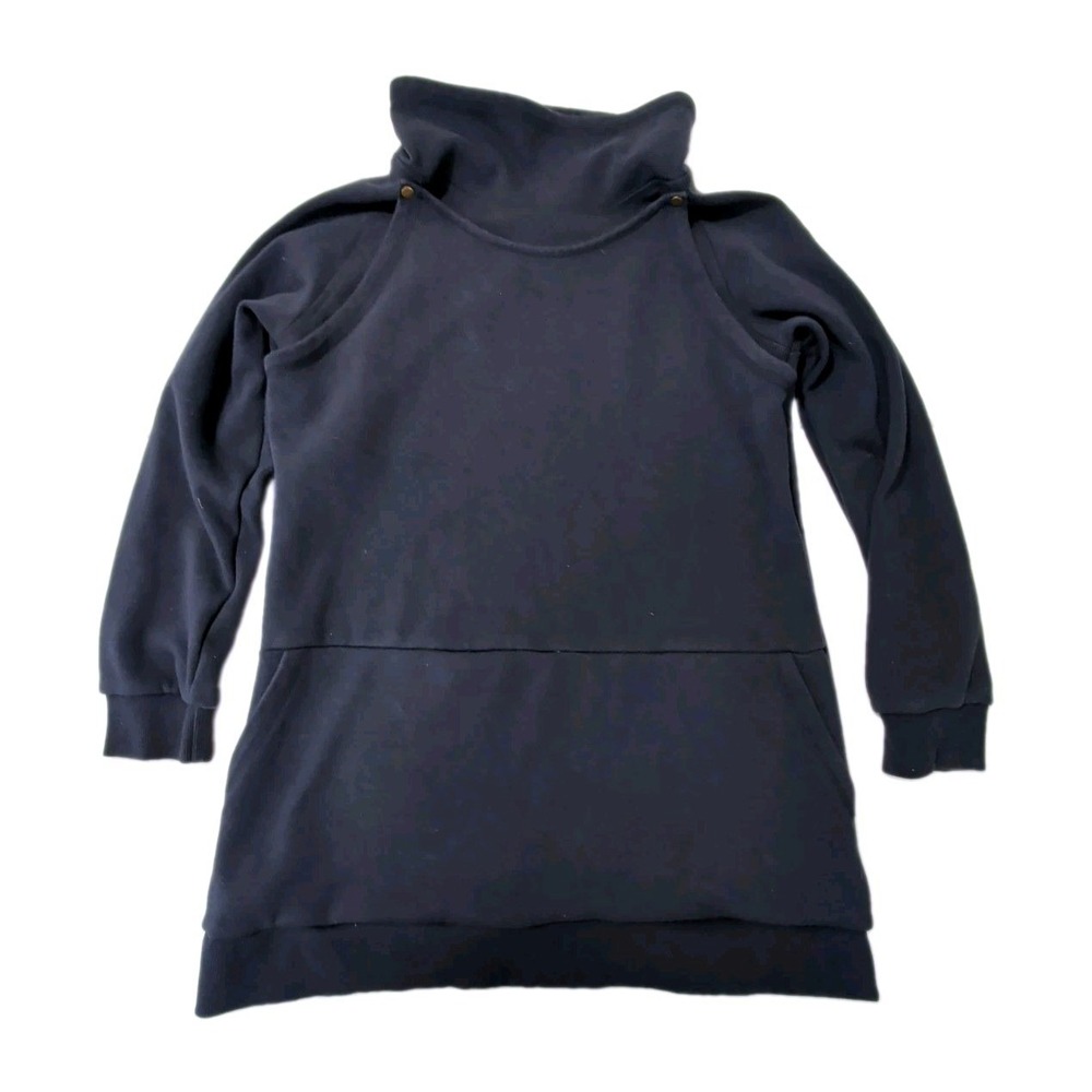 Latched Mama Harbor Snap Nursing Pullover Sweatshirt Womens 1X Blue Fleece Lined
